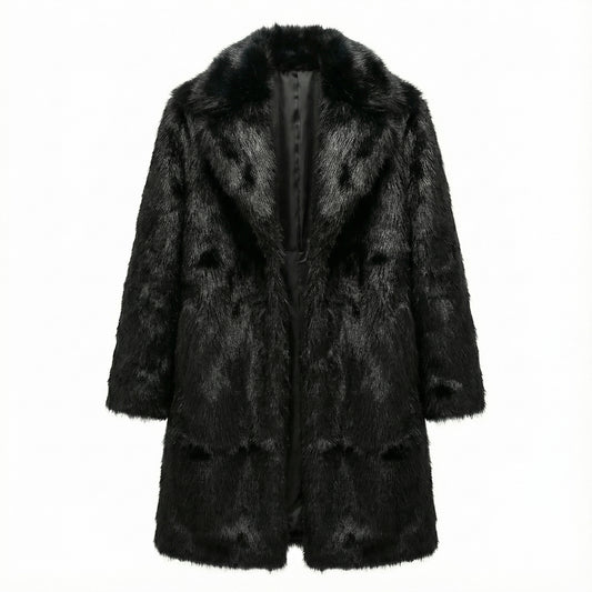 מעיל דמוי פרווה לגברים – ארוך