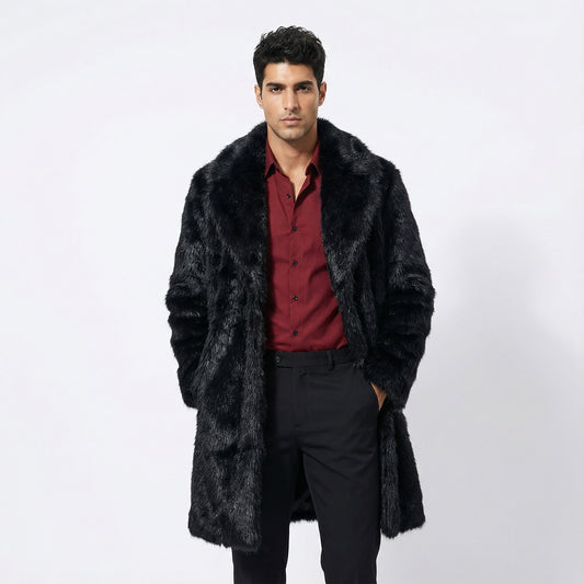 מעיל דמוי פרווה לגברים – ארוך