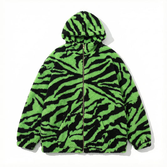 מעיל אוברסייז שחור ירוק