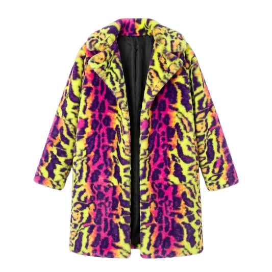 מעיל פרווה צבעוני מנומר