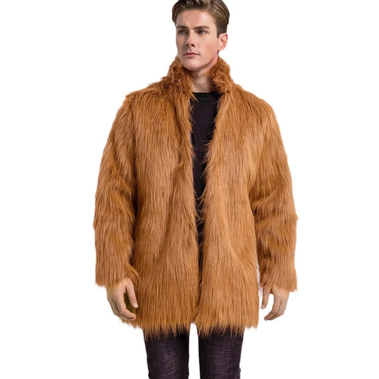 מעיל ארוך דמוי פרווה עם צווארון עומד – ZANE